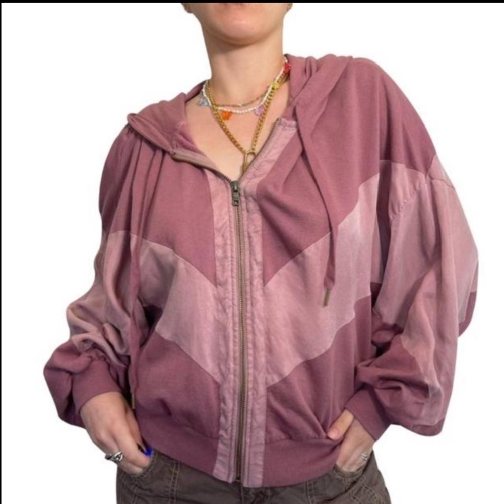 Victoria's Secret Carefree Mauve Slouchy Sport drawcord Hoodie Full Zip Jacket